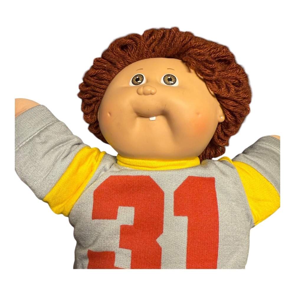 Vintage 1983 Cabbage Patch Kids 16" ‎ Boy Doll With One Tooth & Football Outfit
